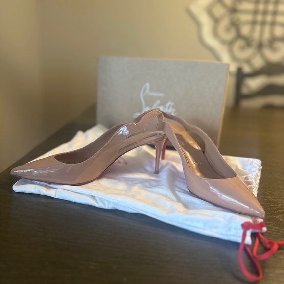 Christian Louboutin, Hot Chick Sling, heel height 70, Nude/Blush 36.5 - Picture 1 of 8